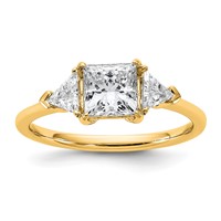 14K Yellow Gold 1.50 Carat Certified Lab Grown Diamond VS SI+ G+ Princess and Trillion Complete Three Stone Engagement Ring view 1
