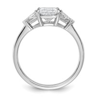 14K White Gold 0.50 Carat Lab Grown Diamond VS SI+ G+ Trillion and 1 Carat Princess Center Semi Mount Three Stone Engagement Ring view 2