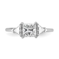 14K White Gold 0.50 Carat Lab Grown Diamond VS SI+ G+ Trillion and 1 Carat Princess Center Semi Mount Three Stone Engagement Ring view 4