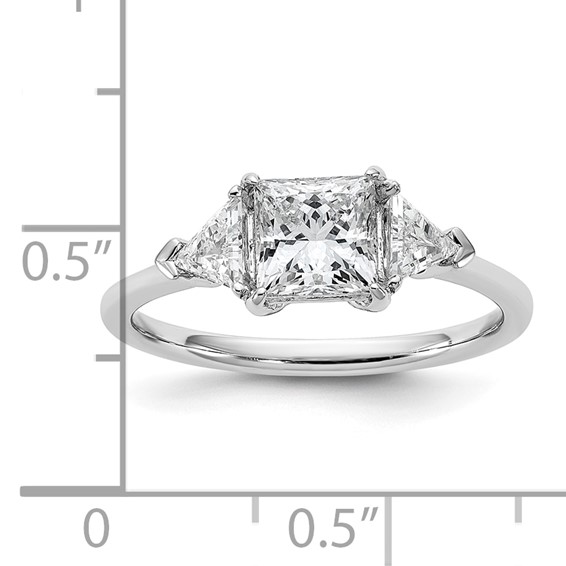 Gold Diamond Princess and Triangle 3-Stone Bridal Rings