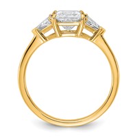 14K Yellow Gold 0.50 Carat Lab Grown Diamond VS+ F+ Trillion and 1 Carat Princess Center Semi Mount Three Stone Engagement Ring view 2