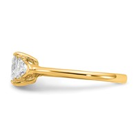 14K Yellow Gold 0.50 Carat Lab Grown Diamond VS+ F+ Trillion and 1 Carat Princess Center Semi Mount Three Stone Engagement Ring view 3