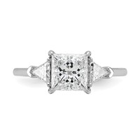14K White Gold 2 Carat Certified Lab Grown Diamond VS SI+ G+ Princess and Trillion Complete Three Stone Engagement Ring view 4