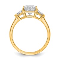 14K Yellow Gold 2 Carat Certified Lab Grown Diamond VS+ F+ Princess and Trillion Complete Three Stone Engagement Ring view 2