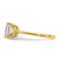 14K Yellow Gold 2 Carat Certified Lab Grown Diamond VS+ F+ Princess and Trillion Complete Three Stone Engagement Ring view 3