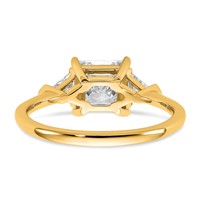 14K Yellow Gold 2 Carat Certified Lab Grown Diamond VS+ F+ Princess and Trillion Complete Three Stone Engagement Ring view 5