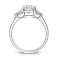 14K White Gold 0.50 Carat Lab Grown Diamond VS+ F+ Trillion and 1.50 Carat Princess Center Semi Mount Three Stone Engagement Ring view 2