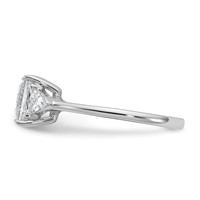 14K White Gold 0.50 Carat Lab Grown Diamond VS+ F+ Trillion and 1.50 Carat Princess Center Semi Mount Three Stone Engagement Ring view 3
