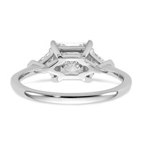 14K White Gold 0.50 Carat Lab Grown Diamond VS+ F+ Trillion and 1.50 Carat Princess Center Semi Mount Three Stone Engagement Ring view 5