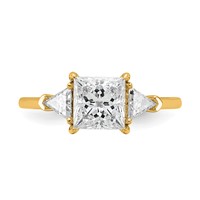 14K Yellow Gold 0.50 Carat Lab Grown Diamond VS+ F+ Trillion and 1.50 Carat Princess Center Semi Mount Three Stone Engagement Ring view 4