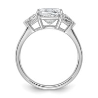 14K White Gold 2.50 Carat Certified Lab Grown Diamond VS SI+ G+ Princess and Trillion Complete Three Stone Engagement Ring view 2