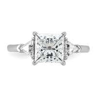 14K White Gold 2.50 Carat Certified Lab Grown Diamond VS SI+ G+ Princess and Trillion Complete Three Stone Engagement Ring view 4