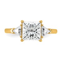 14K Yellow Gold 2.50 Carat Certified Lab Grown Diamond VS SI+ G+ Princess and Trillion Complete Three Stone Engagement Ring view 4