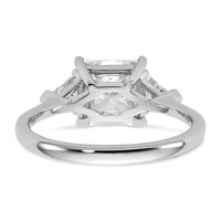 14K White Gold 0.50 Carat Lab Grown Diamond VS SI+ G+ Trillion and 2 Carat Princess Center Semi Mount Three Stone Engagement Ring view 5