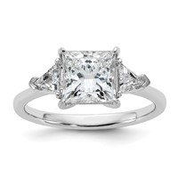 14K White Gold 0.50 Carat Lab Grown Diamond VS SI+ G+ Trillion and 2 Carat Princess Center Semi Mount Three Stone Engagement Ring view 1