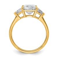 14K Yellow Gold 0.50 Carat Lab Grown Diamond VS+ F+ Trillion and 2 Carat Princess Center Semi Mount Three Stone Engagement Ring view 2