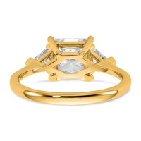 14K Yellow Gold 0.50 Carat Lab Grown Diamond VS+ F+ Trillion and 2 Carat Princess Center Semi Mount Three Stone Engagement Ring view 5