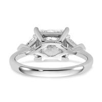 14K White Gold 3.12 Carat Certified Lab Grown Diamond VS SI+ G+ Princess and Trillion Complete Three Stone Engagement Ring view 5