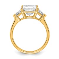 14K Yellow Gold 3.12 Carat Certified Lab Grown Diamond VS SI+ G+ Princess and Trillion Complete Three Stone Engagement Ring view 2