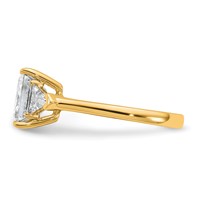 14K Yellow Gold 3.12 Carat Certified Lab Grown Diamond VS SI+ G+ Princess and Trillion Complete Three Stone Engagement Ring view 3