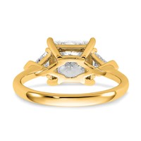 14K Yellow Gold 3.12 Carat Certified Lab Grown Diamond VS SI+ G+ Princess and Trillion Complete Three Stone Engagement Ring view 5