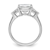 14K White Gold 0.62 Carat Lab Grown Diamond VS SI+ G+ Trillion and 2.50 Carat Princess Center Semi Mount Three Stone Engagement Ring view 2