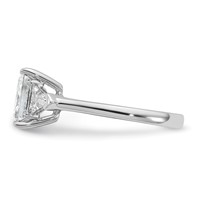 14K White Gold 0.62 Carat Lab Grown Diamond VS SI+ G+ Trillion and 2.50 Carat Princess Center Semi Mount Three Stone Engagement Ring view 3