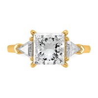 14K Yellow Gold 0.62 Carat Lab Grown Diamond VS+ F+ Trillion and 2.50 Carat Princess Center Semi Mount Three Stone Engagement Ring view 4
