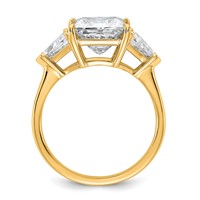 14K Yellow Gold 4.12 Carat Certified Lab Grown Diamond VS SI+ G+ Princess and Trillion Complete Three Stone Engagement Ring view 2