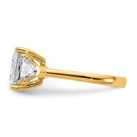 14K Yellow Gold 4.12 Carat Certified Lab Grown Diamond VS SI+ G+ Princess and Trillion Complete Three Stone Engagement Ring view 3