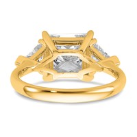 14K Yellow Gold 4.12 Carat Certified Lab Grown Diamond VS SI+ G+ Princess and Trillion Complete Three Stone Engagement Ring view 5