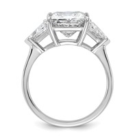 14K White Gold 1.12 Carat Lab Grown Diamond VS+ F+ Trillion and 3 Carat Princess Center Semi Mount Three Stone Engagement Ring view 2