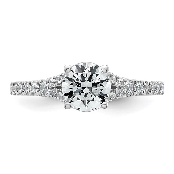14k White Gold 1 1/4 carat Lab Grown Diamond VS/SI+ G+ Round Complete Engagement Ring