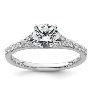 14k White Gold 1 1/4 carat Lab Grown Diamond VS/SI+ G+ Round Complete Engagement Ring