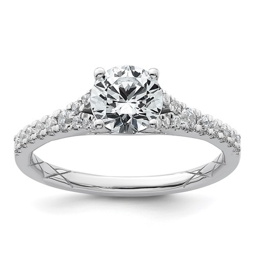 14K White Gold 1.25 Carat Lab Grown Diamond VS+ F+ Round Complete Engagement Ring