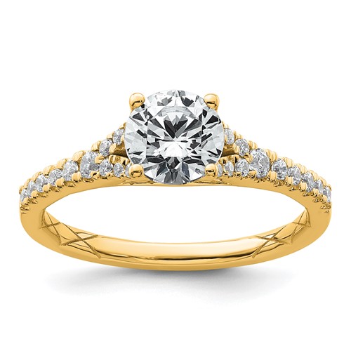 14K Yellow Gold 1.25 Carat Lab Grown Diamond VS SI+ G+ Round Complete Engagement Ring
