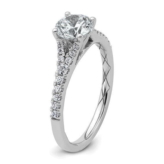 14k White Gold 1 1/4 carat Certified Lab Grown Diamond VS/SI+ G+ Round Complete Engagement Ring
