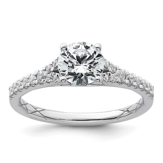 14k White Gold 1 1/4 carat Certified Lab Grown Diamond VS/SI+ G+ Round Complete Engagement Ring