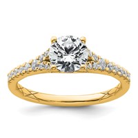 14K Yellow Gold 1.25 Carat Certified Lab Grown Diamond VS+ F+ Round Complete Engagement Ring view 1