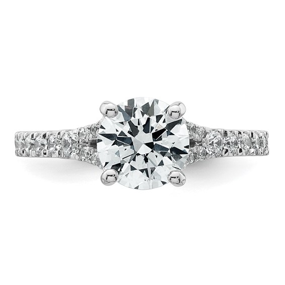 14k White Gold 1 3/4 carat Certified Lab Grown Diamond VS+ F+ Round Complete Engagement Ring