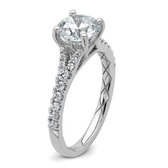 14k White Gold 1 3/4 carat Certified Lab Grown Diamond VS+ F+ Round Complete Engagement Ring