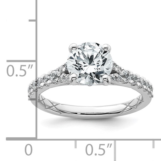 14k White Gold 1 3/4 carat Certified Lab Grown Diamond VS+ F+ Round Complete Engagement Ring