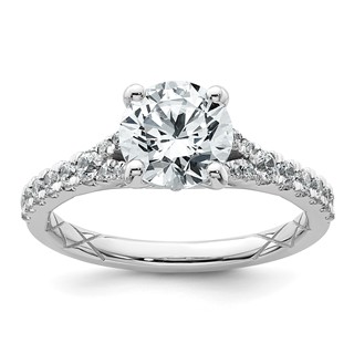 14k White Gold 1 3/4 carat Certified Lab Grown Diamond VS+ F+ Round Complete Engagement Ring