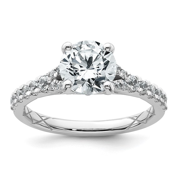 14k White Gold 1 3/4 carat Certified Lab Grown Diamond VS+ F+ Round Complete Engagement Ring