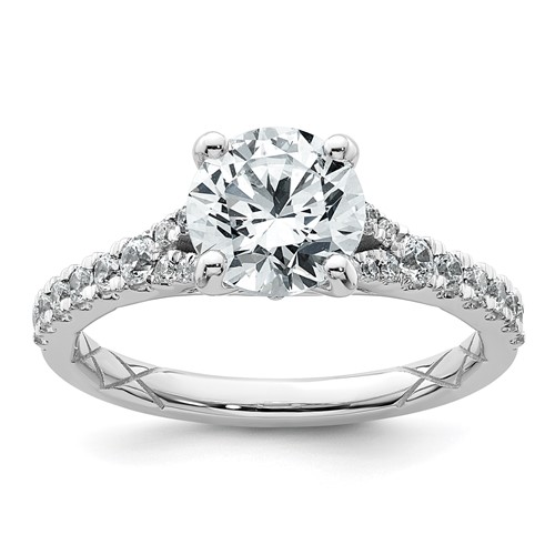 14K White Gold 1.75 Carat Lab Grown Diamond VS SI+ G+ Round Complete Engagement Ring