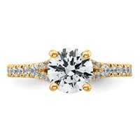 14K Yellow Gold 1.75 Carat Lab Grown Diamond VS+ F+ Round Complete Engagement Ring view 4