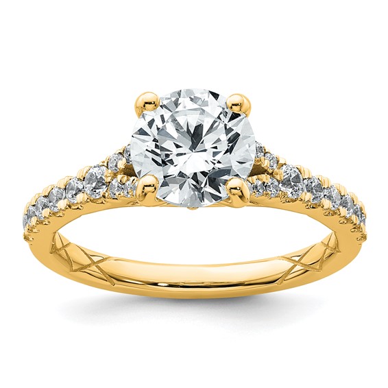 14k 1 3/4 carat Lab Grown Diamond VS+ F+ Round Complete Engagement Ring