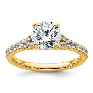 14k 1 3/4 carat Certified Lab Grown Diamond VS+ F+ Round Complete Engagement Ring