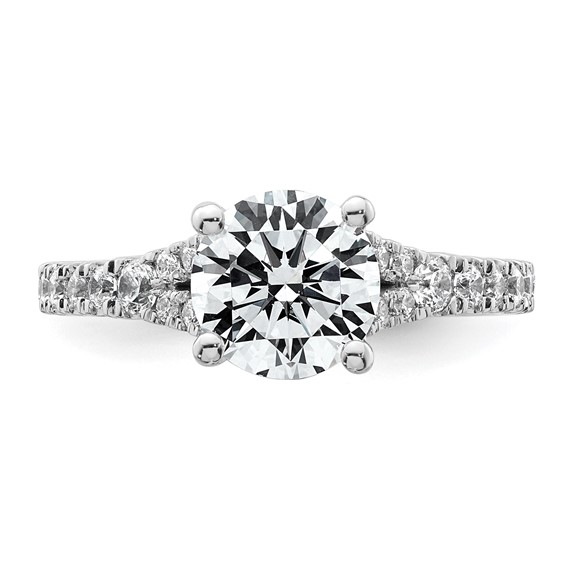 14k White Gold 2 1/2 carat Lab Grown Diamond VS/SI+ G+ Round Complete Engagement Ring