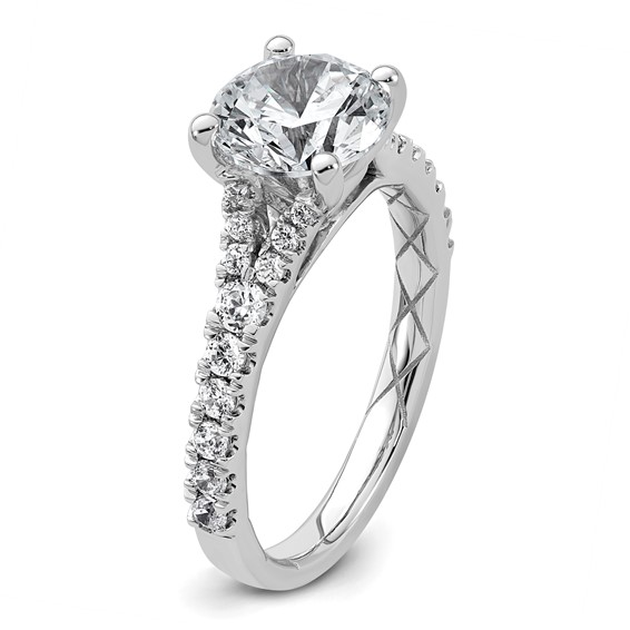 14k White Gold 2 1/2 carat Certified Lab Grown Diamond VS+ F+ Round Complete Engagement Ring